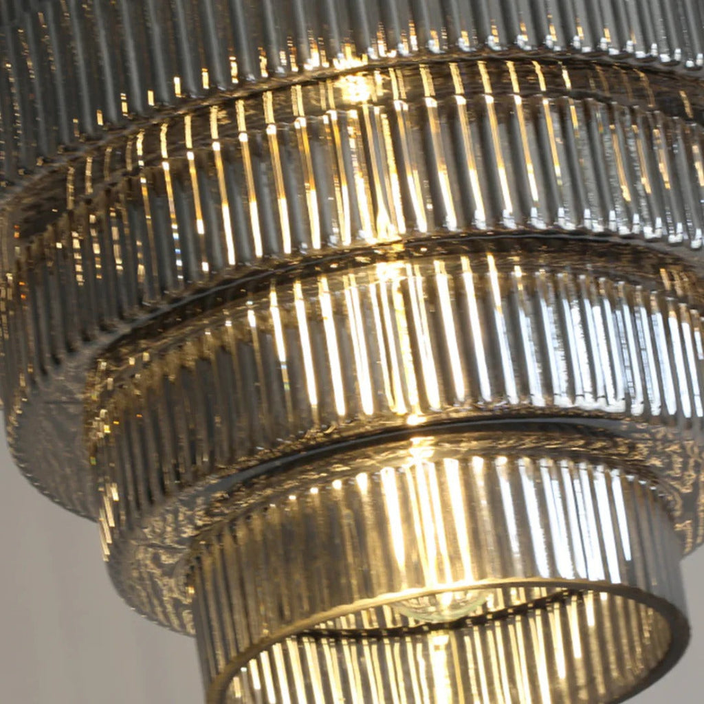 Art Deco Ribbed Glass Pendant Light
