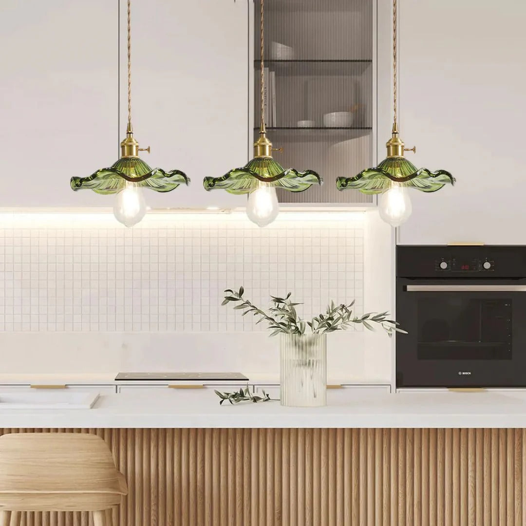Vintage Floral Glass Pendant Light