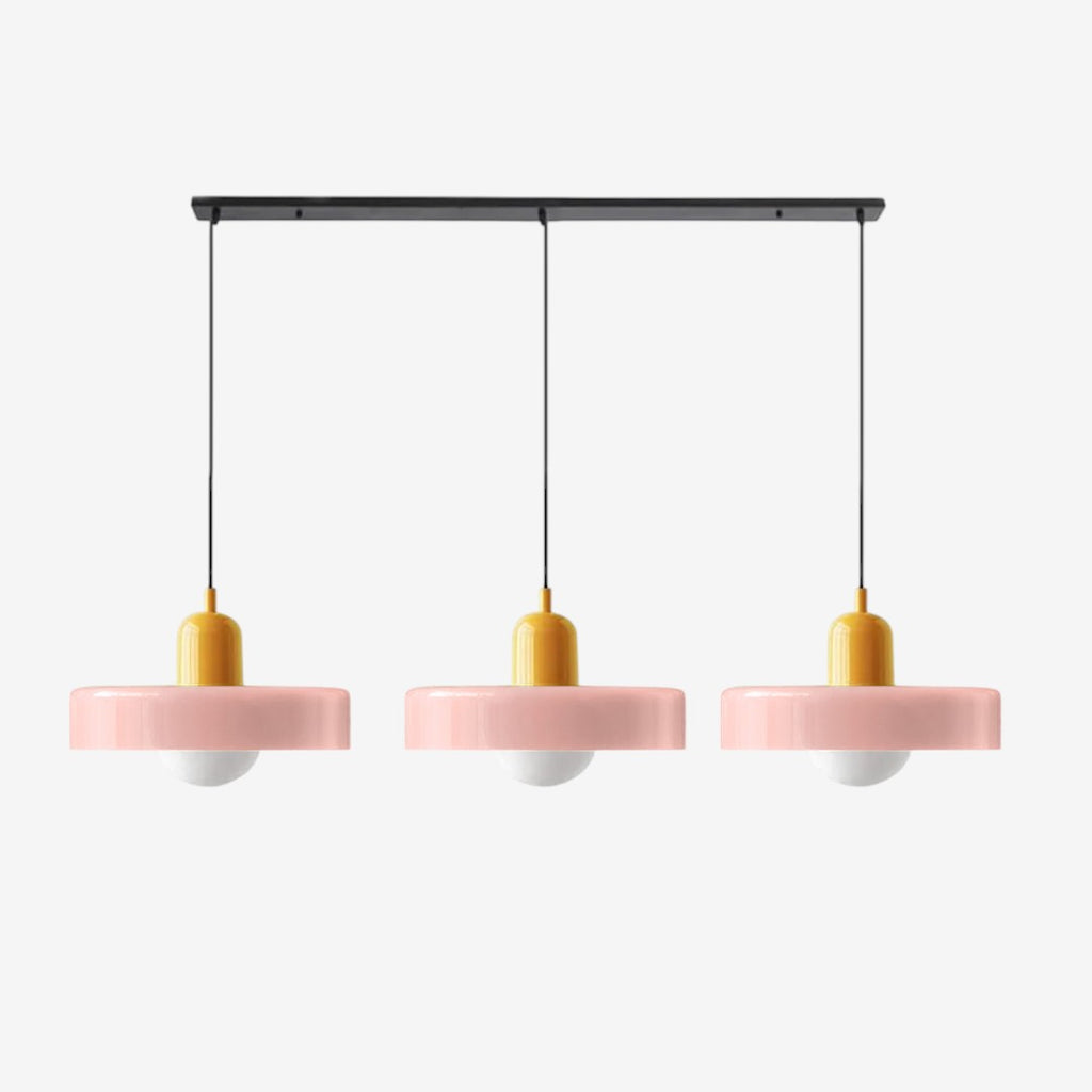 Triple Glass Pendant Lamp – Retro Inspired Colorful Dining Table Design