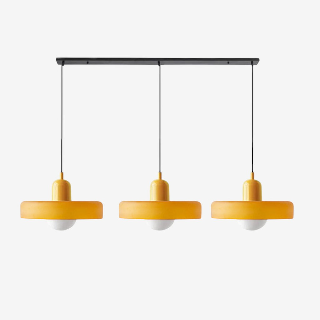 Triple Glass Pendant Lamp – Retro Inspired Colorful Dining Table Design