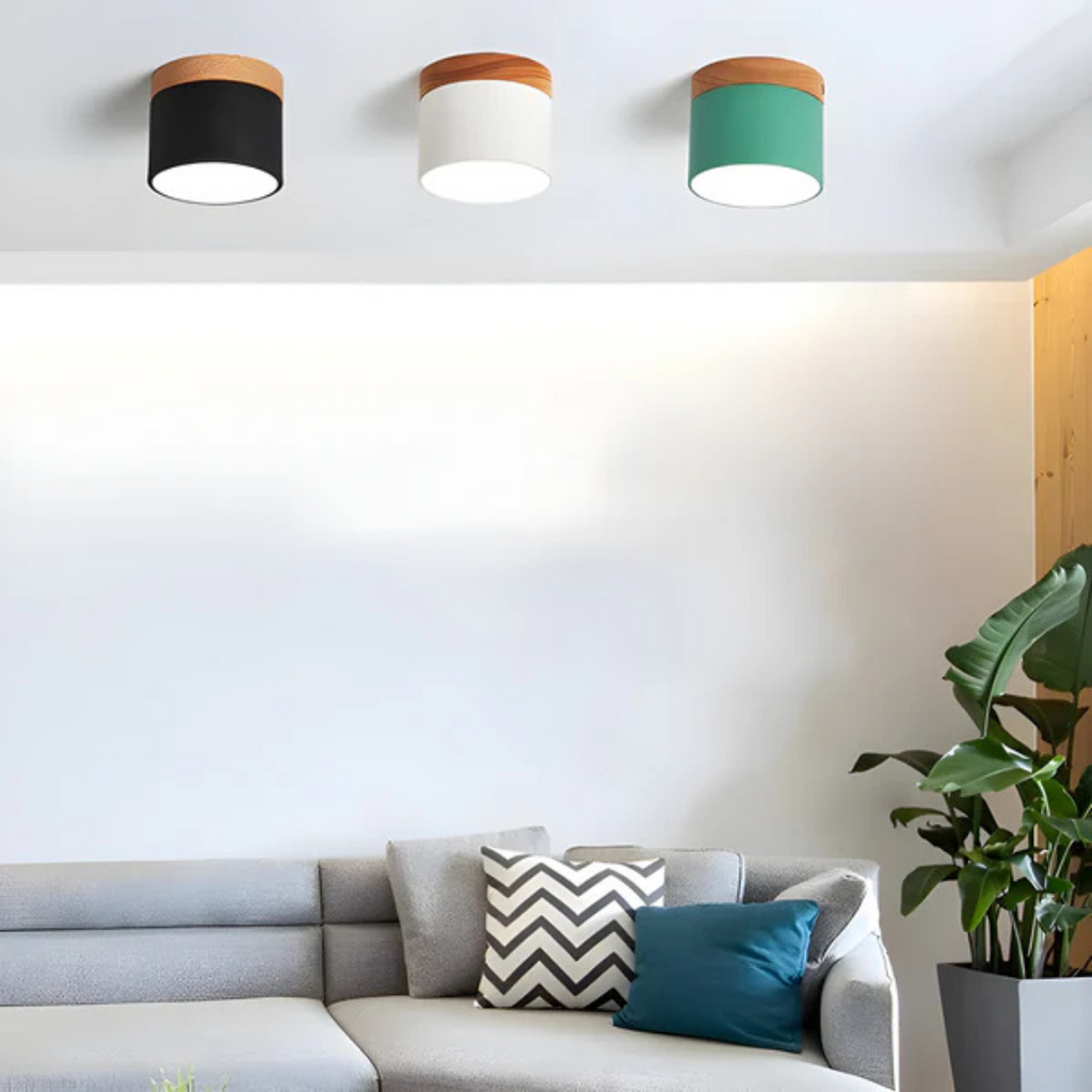 Nordic Wood Accent Ceiling Light Minimalist LED Flush Mount Lamp
