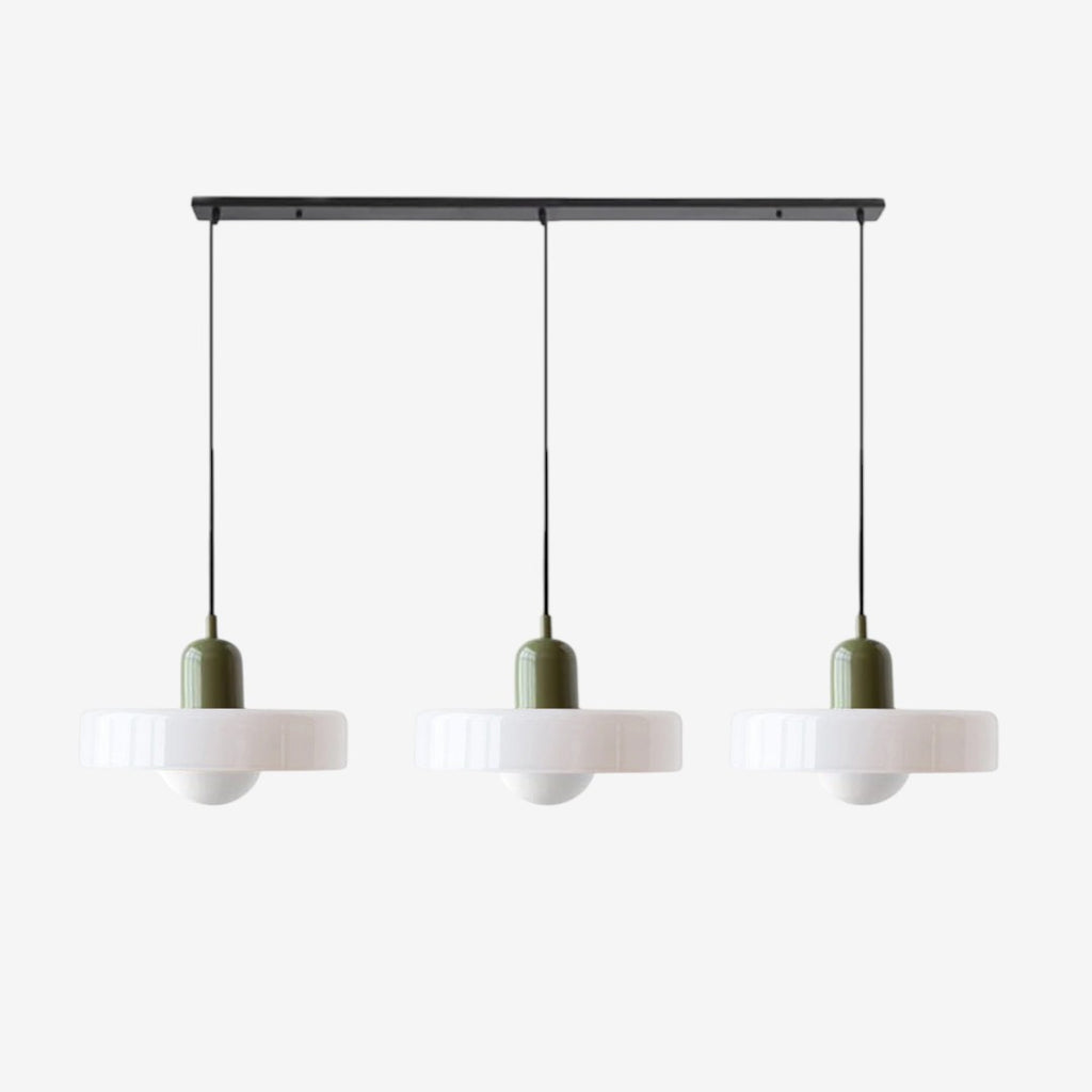 Triple Glass Pendant Lamp – Retro Inspired Colorful Dining Table Design