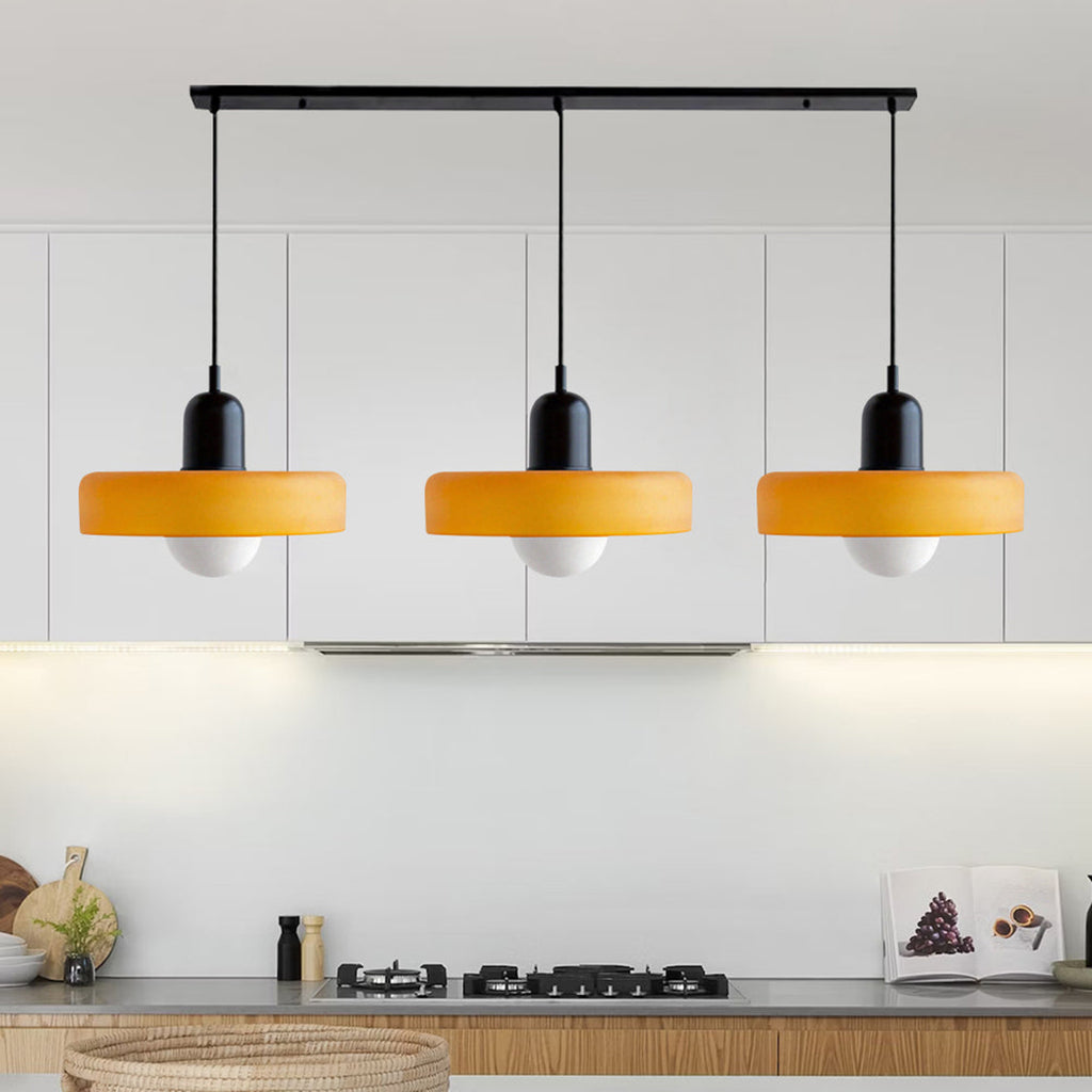 Triple Glass Pendant Lamp – Retro Inspired Colorful Dining Table Design
