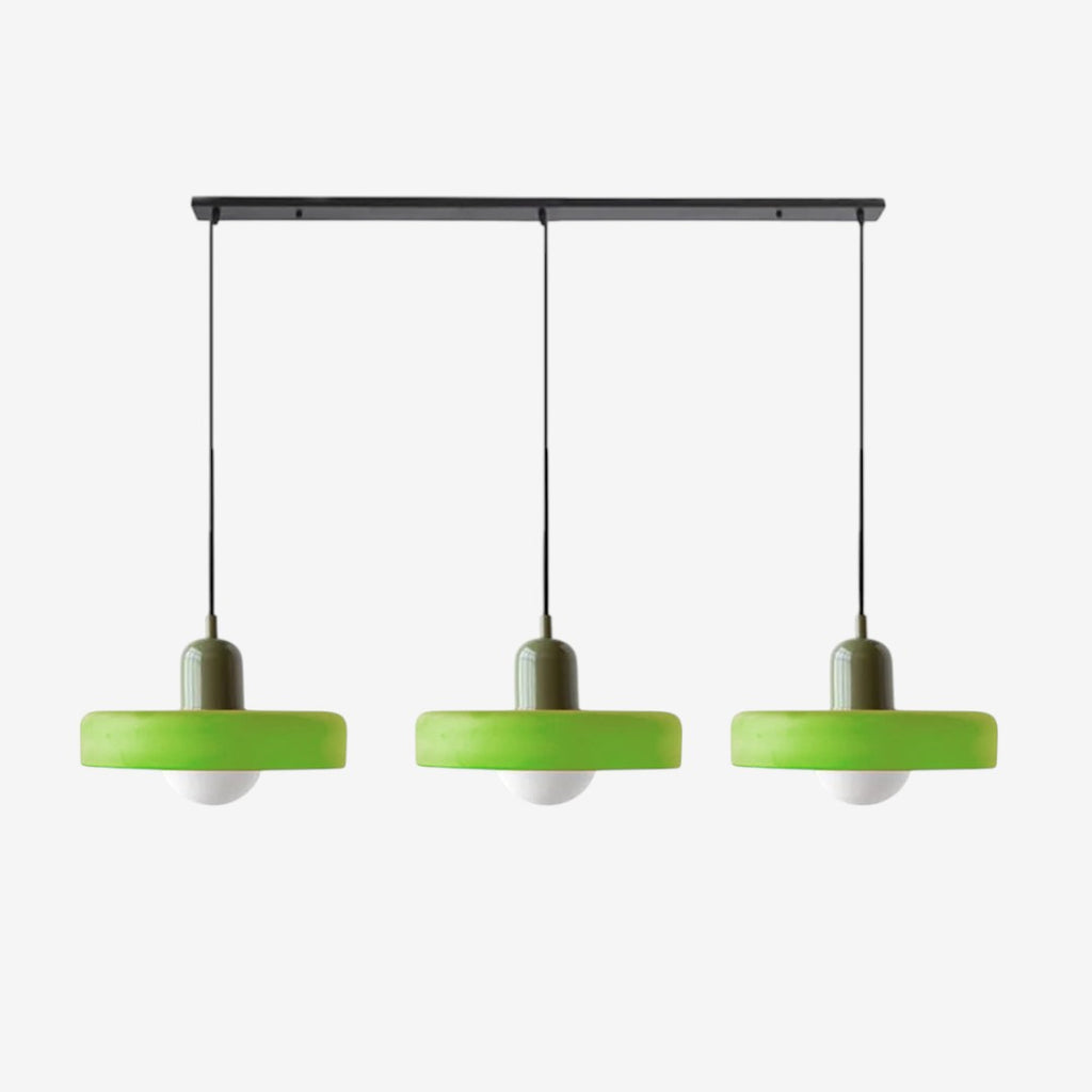 Triple Glass Pendant Lamp – Retro Inspired Colorful Dining Table Design