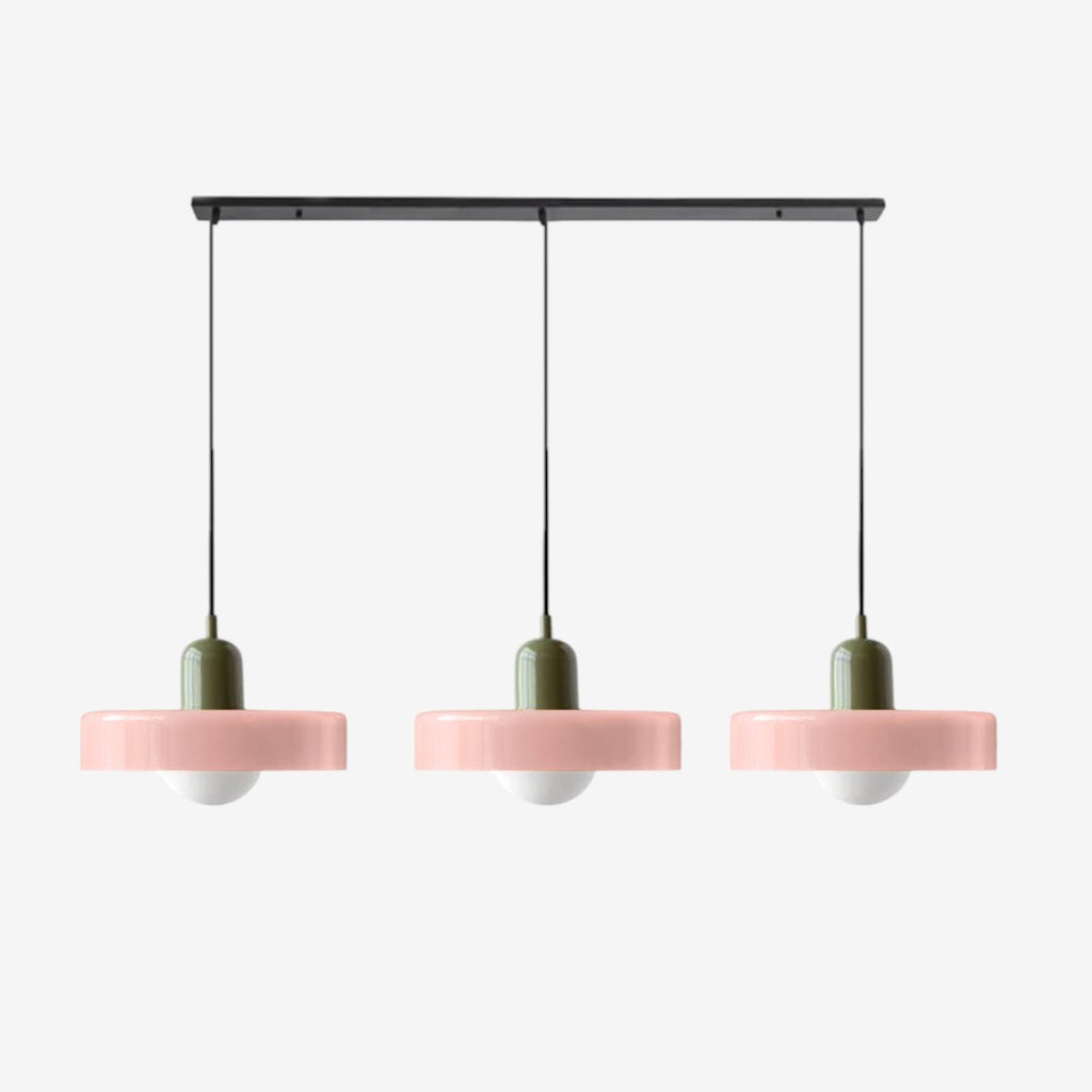 Triple Glass Pendant Lamp – Retro Inspired Colorful Dining Table Design