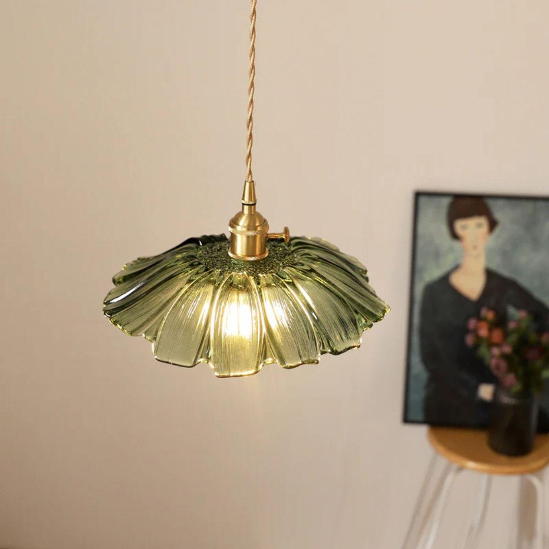 Flower Shaped Glass Pendant Lamp – Sculptural Romantic Warm Glow Design