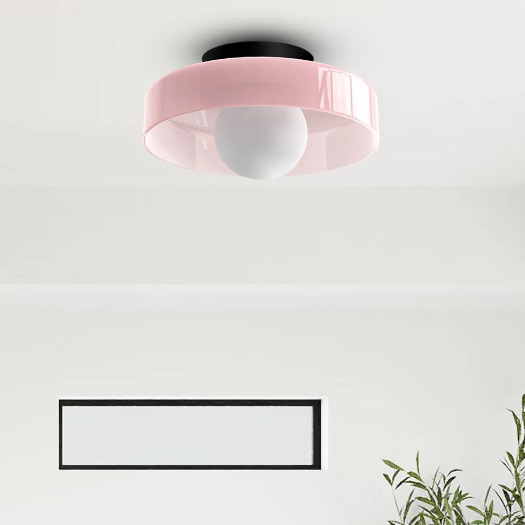 Round Metal Glass Light Fixture