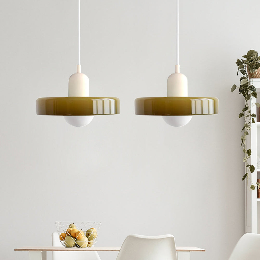 Double Glass Pendant Lamp – Retro Inspired Modern Dining Table Design