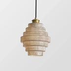 Art Deco Ribbed Glass Pendant Light