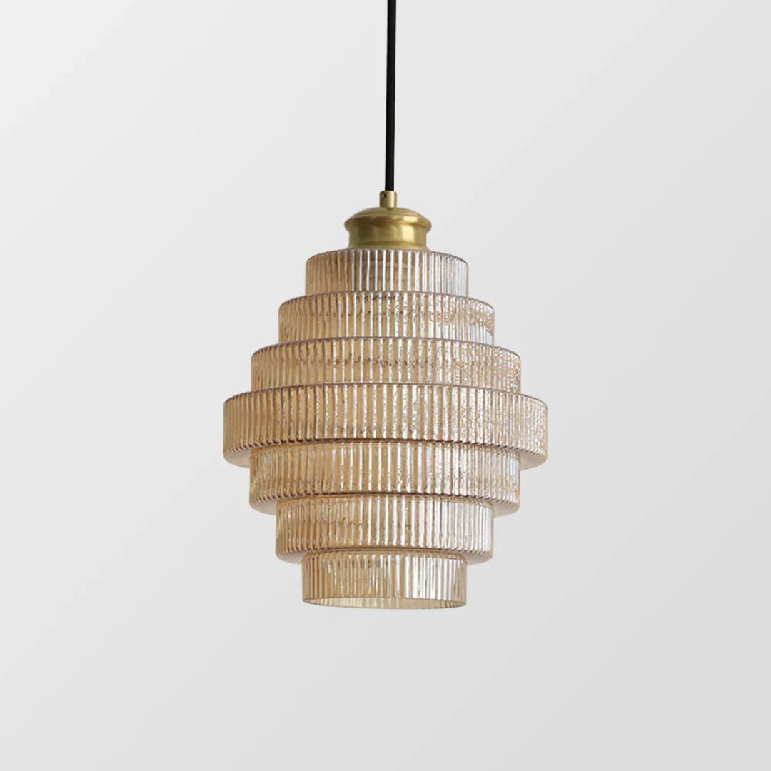 Art Deco Ribbed Glass Pendant Light