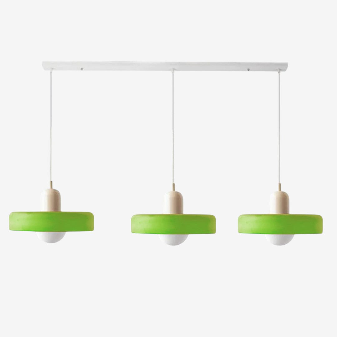 Triple Glass Pendant Lamp – Retro Inspired Colorful Dining Table Design