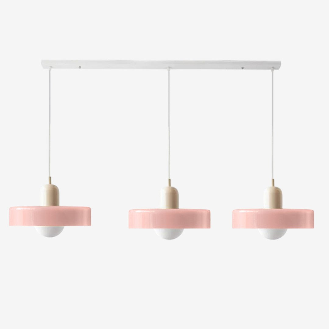 Triple Glass Pendant Lamp – Retro Inspired Colorful Dining Table Design