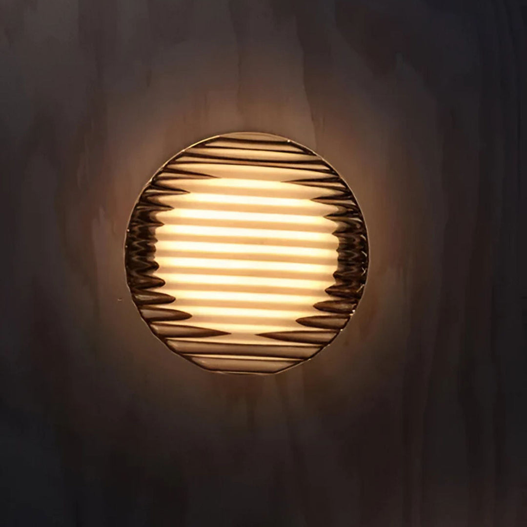 Round Wall Lamp – Amber Glass Minimalist Modern Accent Lighting