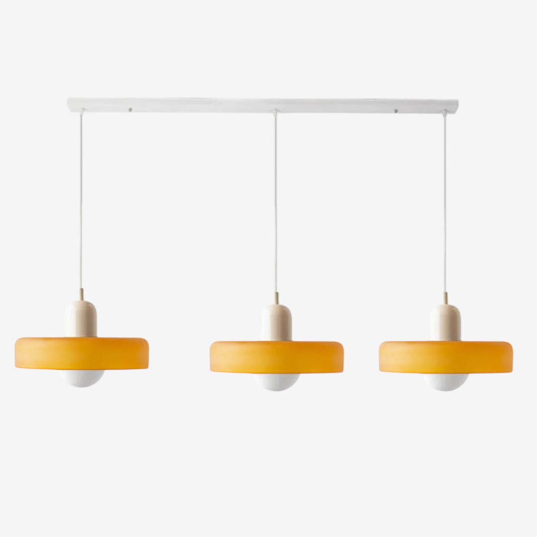 Triple Glass Pendant Lamp – Retro Inspired Colorful Dining Table Design
