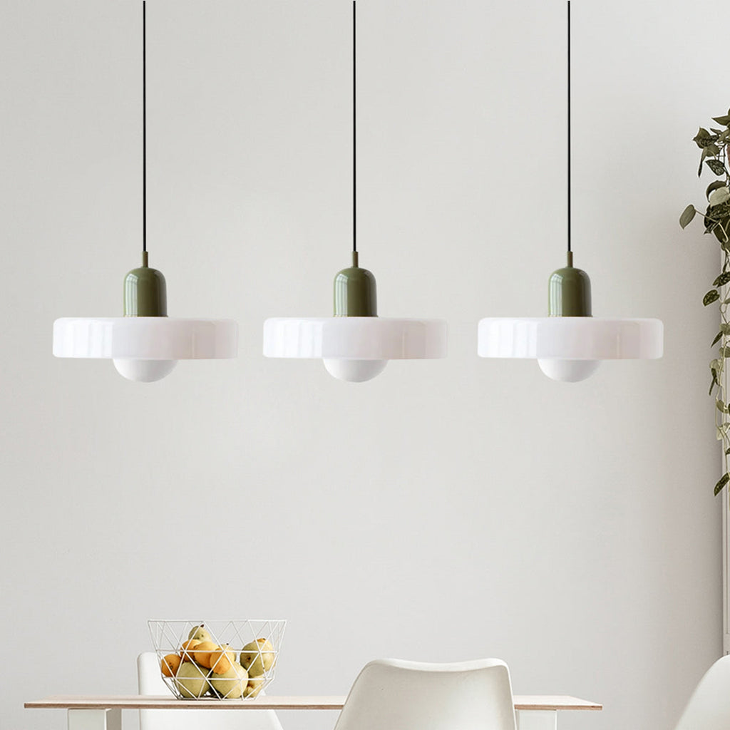 Triple Glass Pendant Lamp – Retro Inspired Colorful Dining Table Design