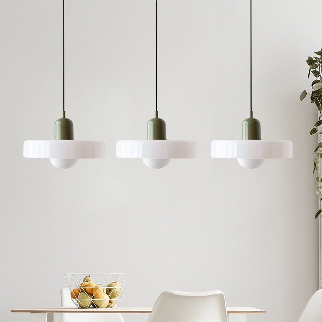 Triple Glass Pendant Lamp – Retro Inspired Colorful Dining Table Design