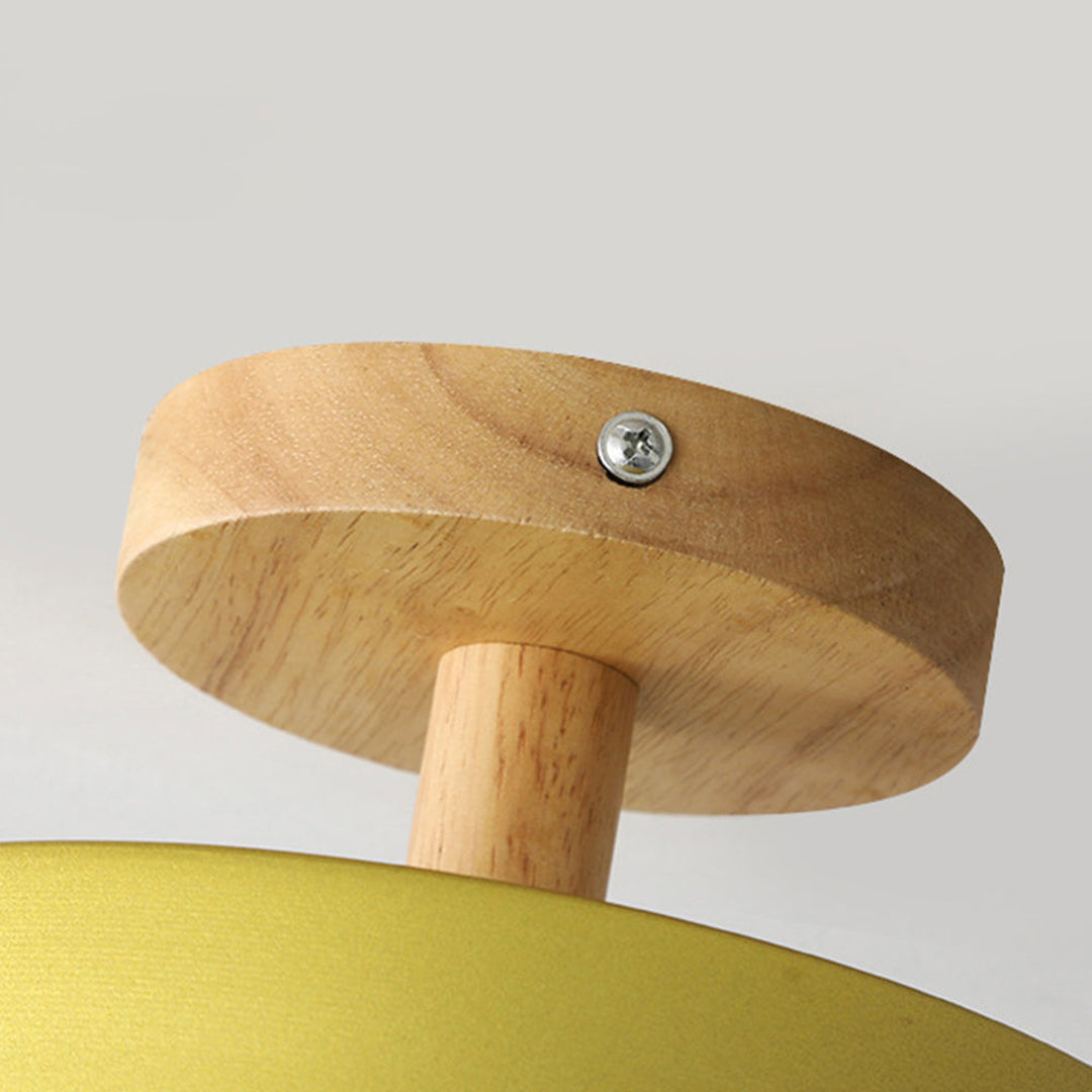 Green Ceiling Lamp – Modern Minimalist Design With Wood And Gold Accents