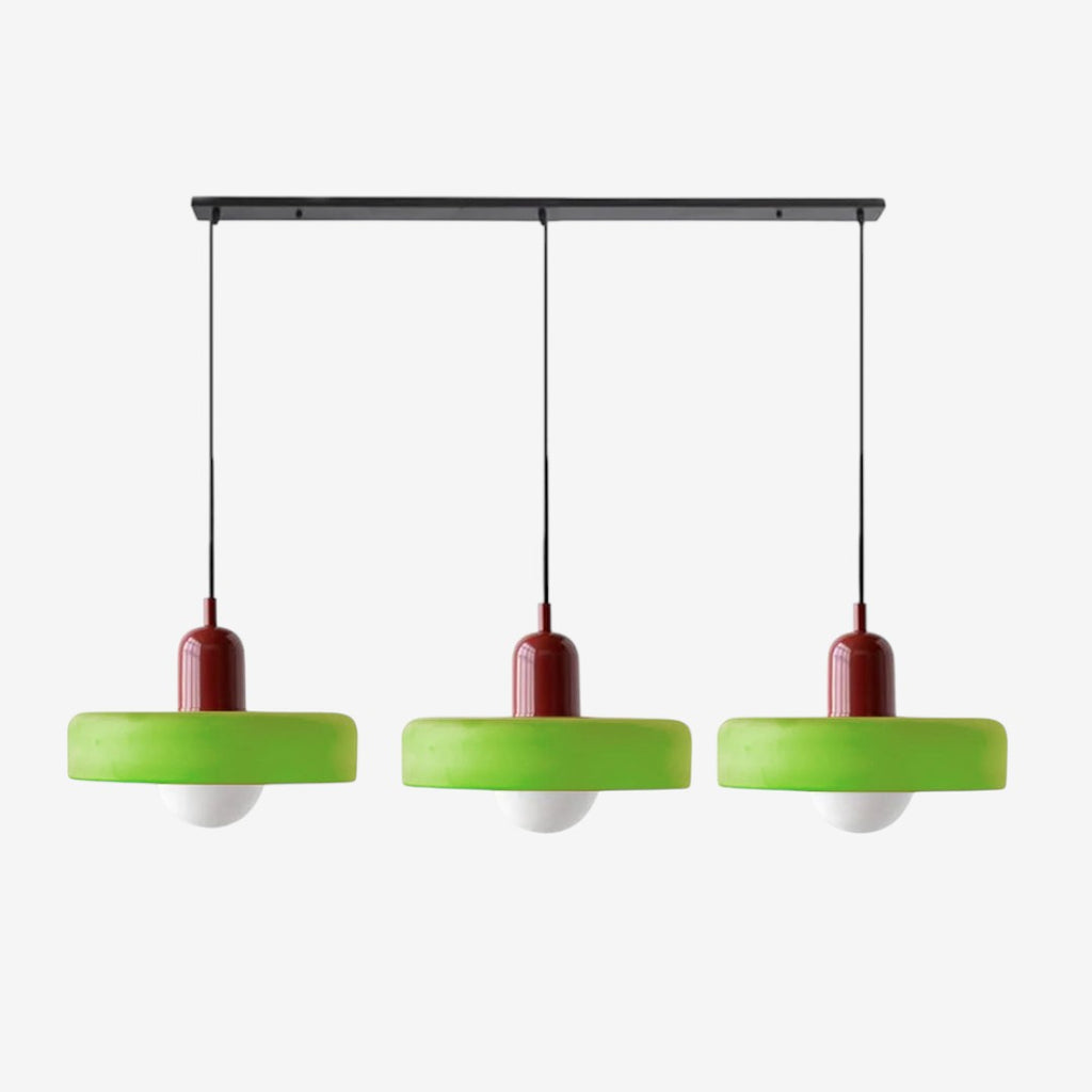 Triple Glass Pendant Lamp – Retro Inspired Colorful Dining Table Design