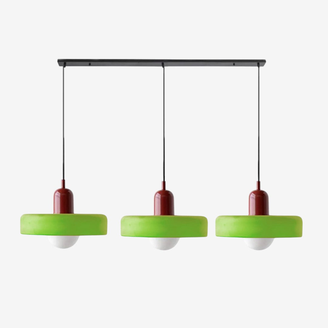 Triple Glass Pendant Lamp – Retro Inspired Colorful Dining Table Design