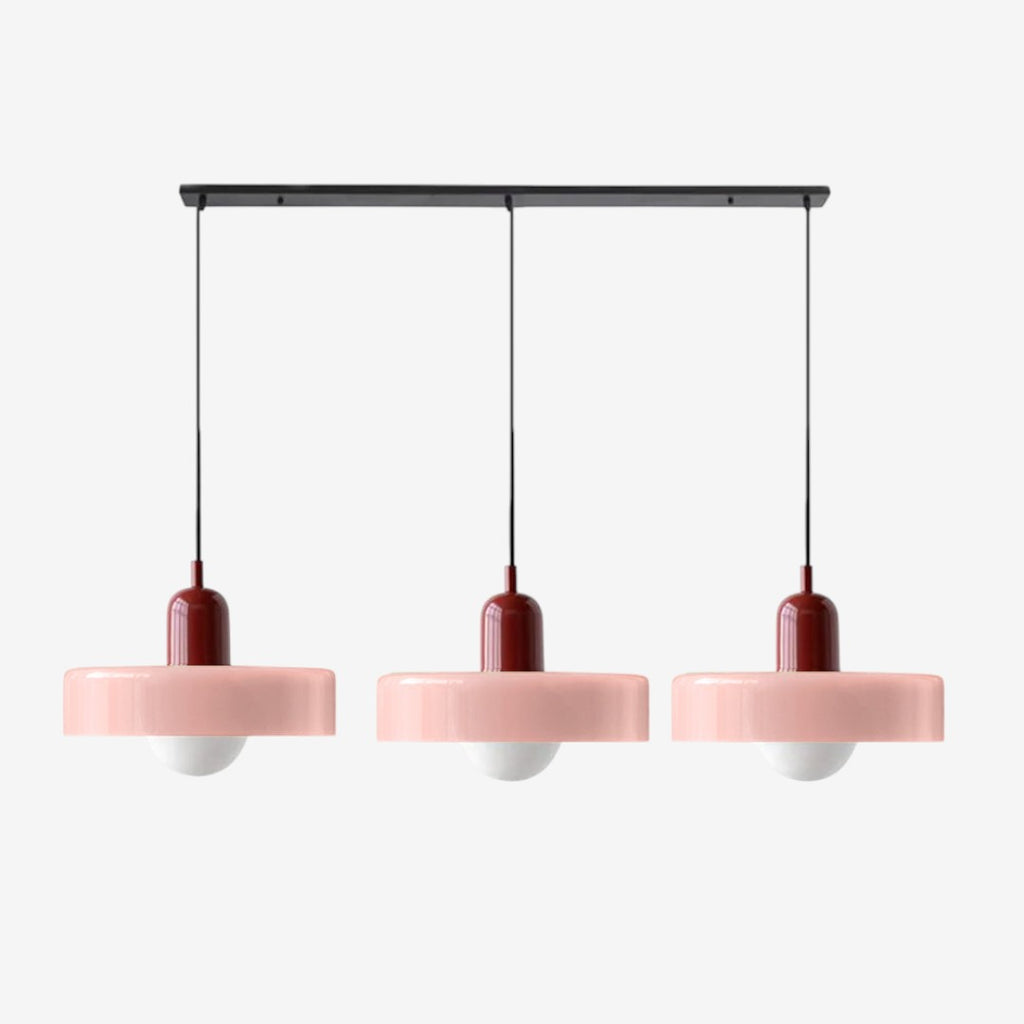 Triple Glass Pendant Lamp – Retro Inspired Colorful Dining Table Design