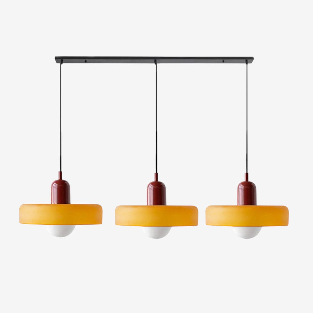 Triple Glass Pendant Lamp – Retro Inspired Colorful Dining Table Design