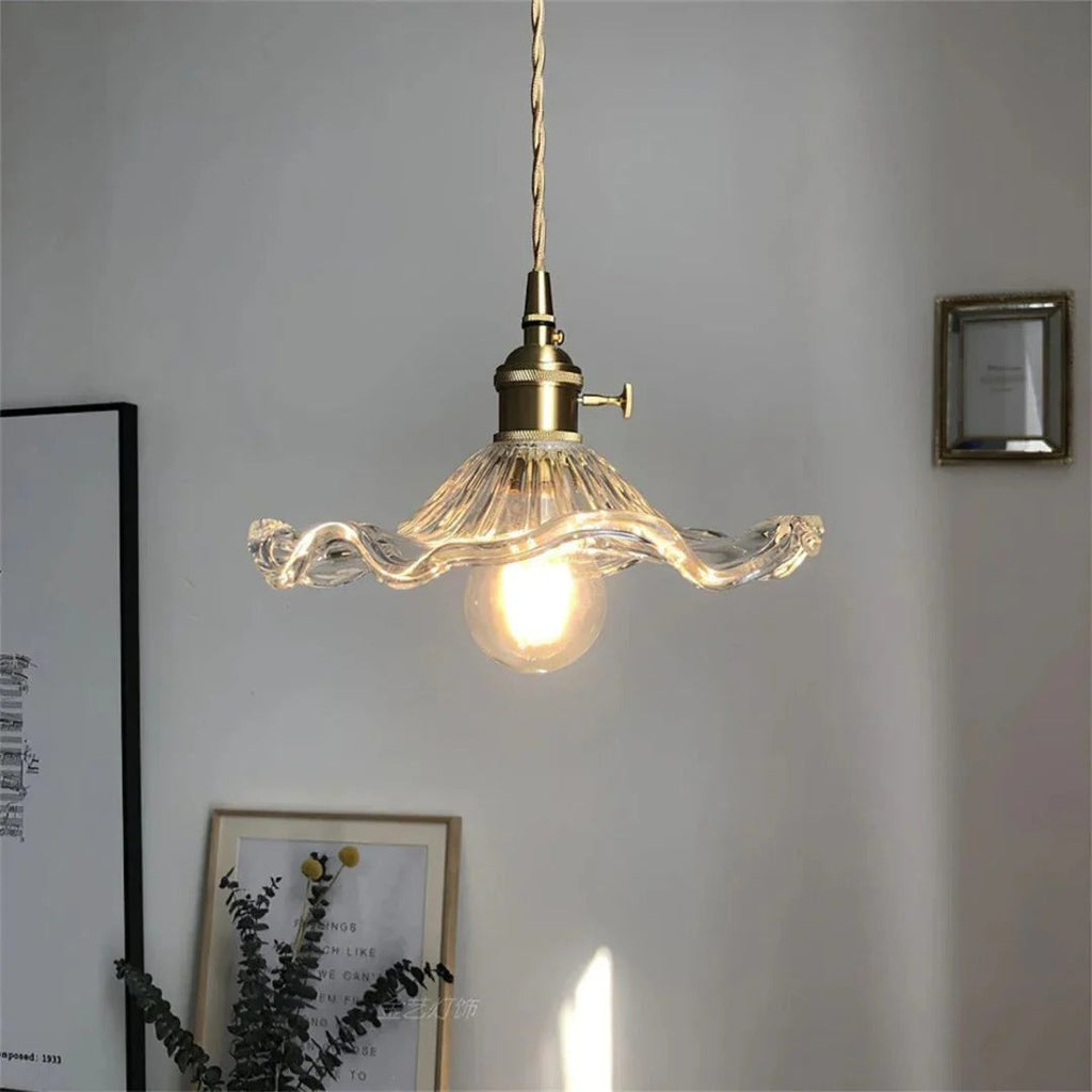 Vintage Floral Glass Pendant Light