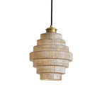 Art Deco Ribbed Glass Pendant Light