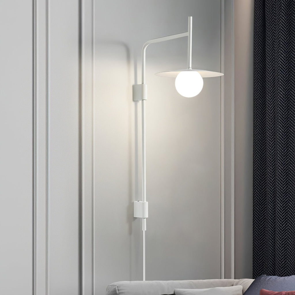 Swing Arm Wall Lamp Metal and Glass | Adjustable Articulated Design | Flexible Plug-In Lighting for Bedside and Living Room