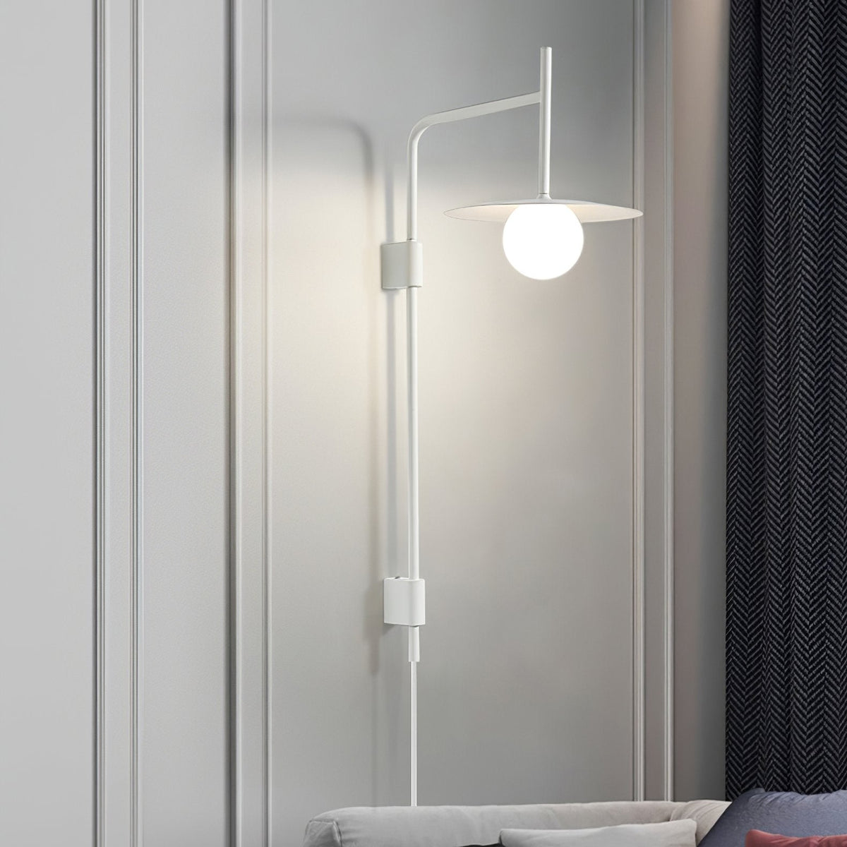 Swing Arm Wall Lamp Metal and Glass | Adjustable Articulated Design | Flexible Plug-In Lighting for Bedside and Living Room