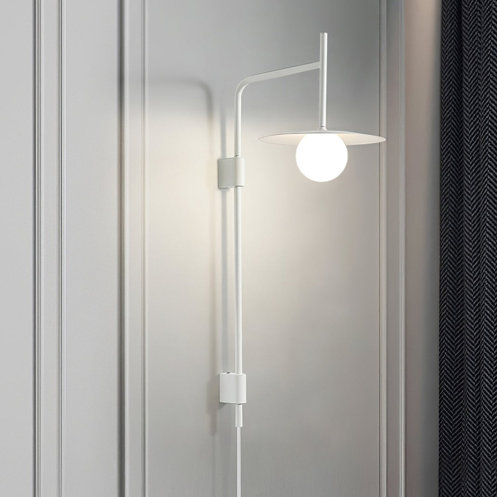 Swing Arm Wall Lamp Metal and Glass | Adjustable Articulated Design | Flexible Plug-In Lighting for Bedside and Living Room