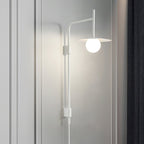 Swing Arm Wall Lamp Metal and Glass | Adjustable Articulated Design | Flexible Plug-In Lighting for Bedside and Living Room
