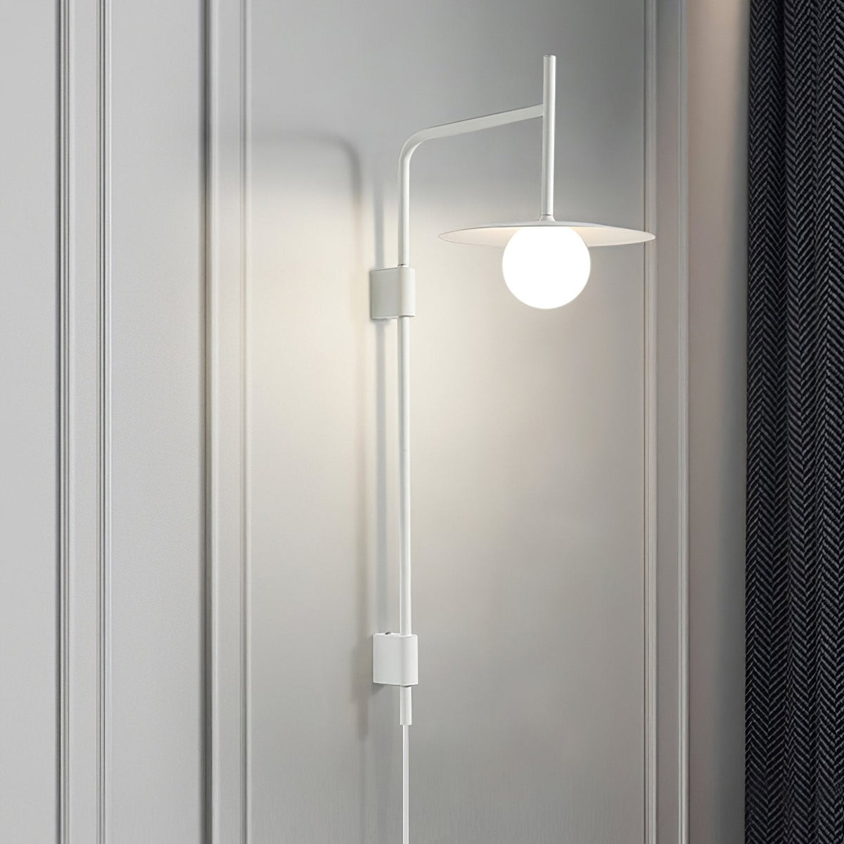 Swing Arm Wall Lamp Metal and Glass | Adjustable Articulated Design | Flexible Plug-In Lighting for Bedside and Living Room