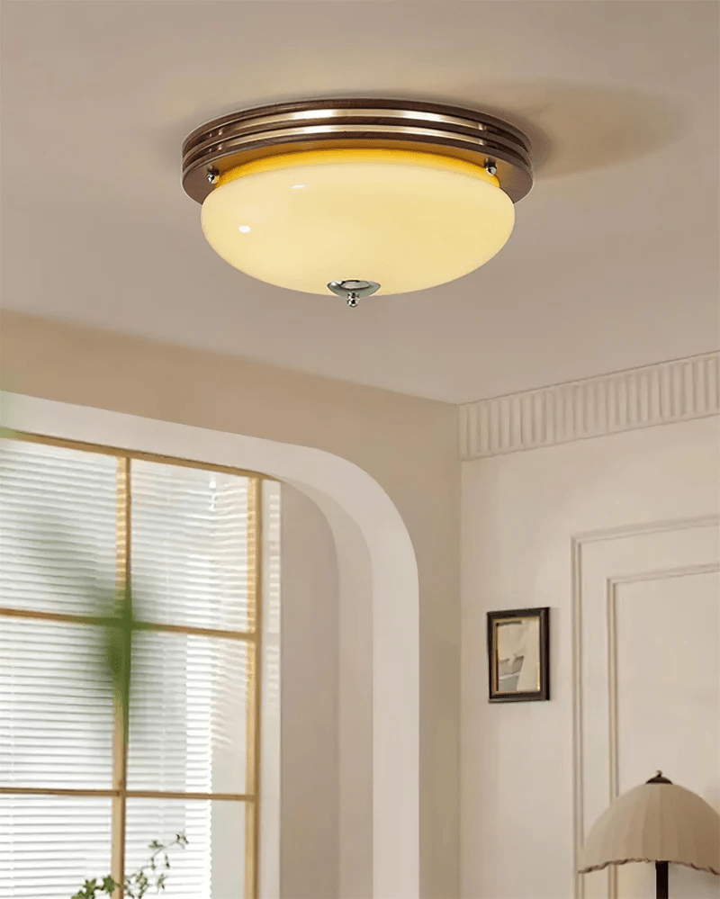 Flush Mount Ceiling Light Glass Metal Integrated LED | Three Color Temperatures | 36W Hardwired Indoor Lighting Fixture