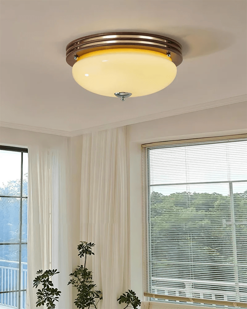 Flush Mount Ceiling Light Glass Metal Integrated LED | Three Color Temperatures | 36W Hardwired Indoor Lighting Fixture