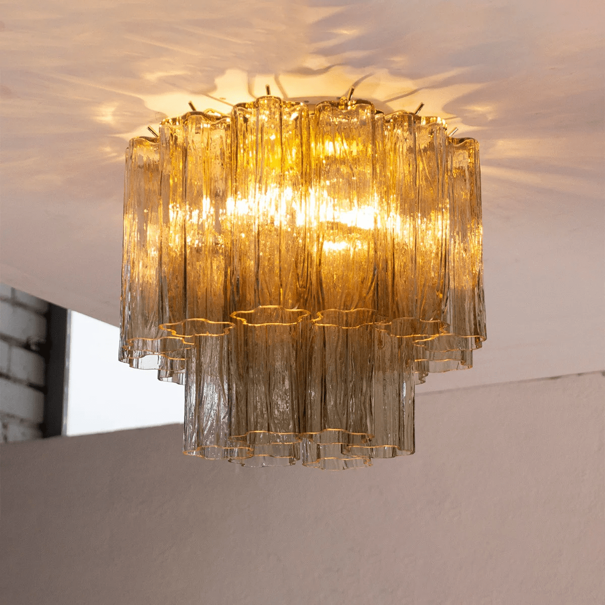 Flush Mount Ceiling Light Murano Glass Metal | Star Shape Cascade Style | Refined Soft Light Diffusion for Interior Spaces