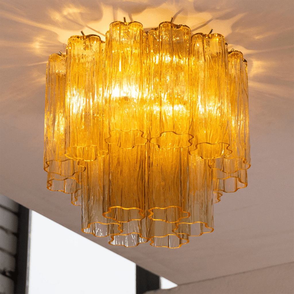 Flush Mount Ceiling Light Murano Glass Metal | Star Shape Cascade Style | Refined Soft Light Diffusion for Interior Spaces