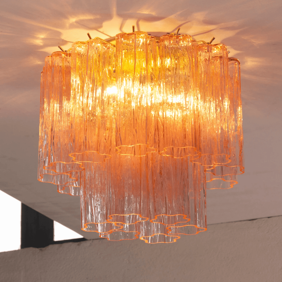 Flush Mount Ceiling Light Murano Glass Metal | Star Shape Cascade Style | Refined Soft Light Diffusion for Interior Spaces