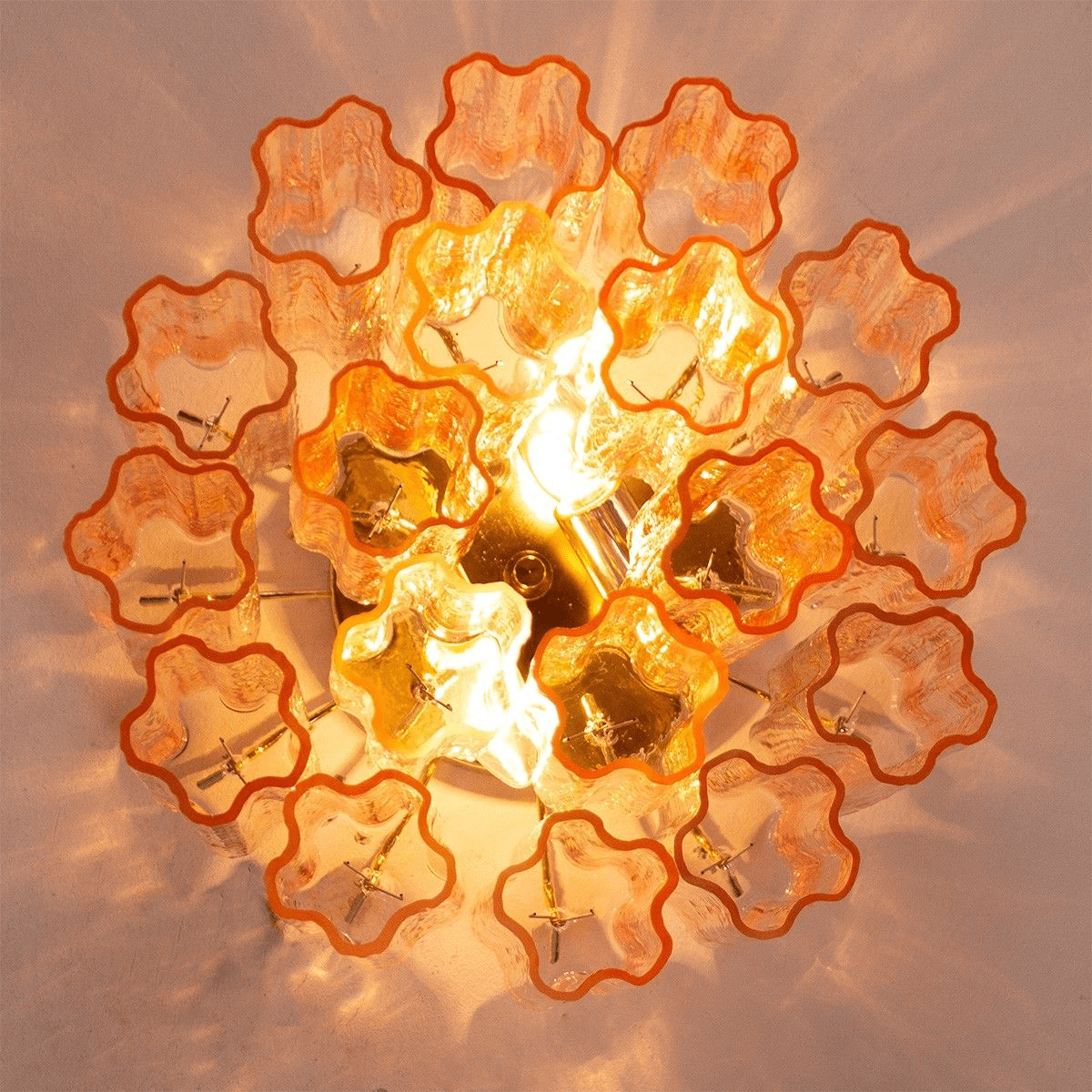 Flush Mount Ceiling Light Murano Glass Metal | Star Shape Cascade Style | Refined Soft Light Diffusion for Interior Spaces