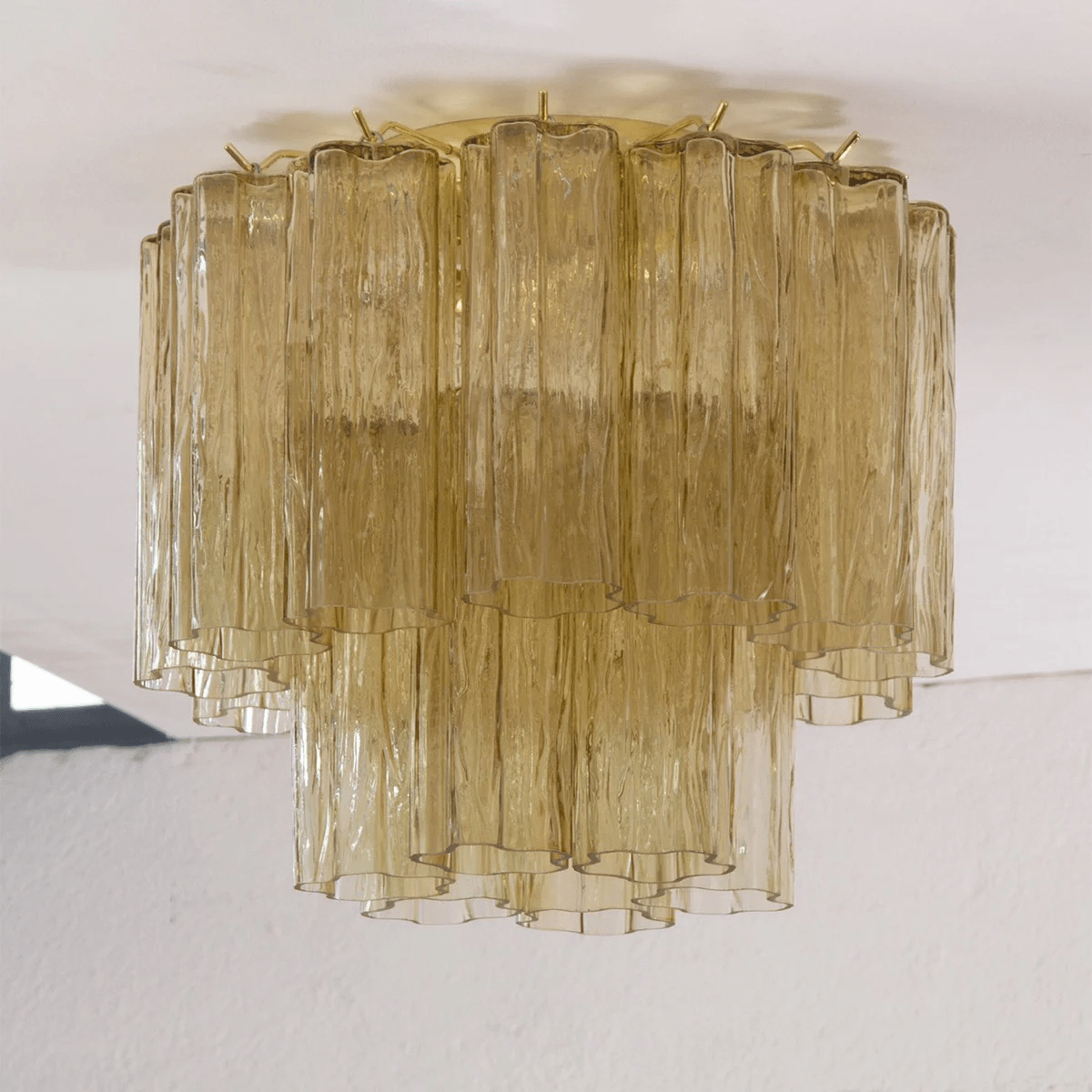 Flush Mount Ceiling Light Murano Glass Metal | Star Shape Cascade Style | Refined Soft Light Diffusion for Interior Spaces
