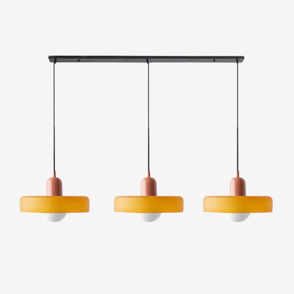 Triple Glass Pendant Lamp – Retro Inspired Colorful Dining Table Design