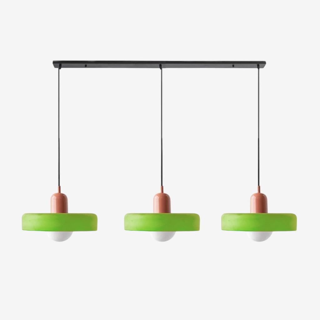 Triple Glass Pendant Lamp – Retro Inspired Colorful Dining Table Design