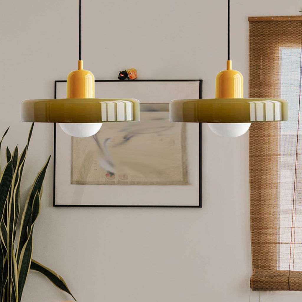 Double Glass Pendant Lamp – Retro Inspired Modern Dining Table Design