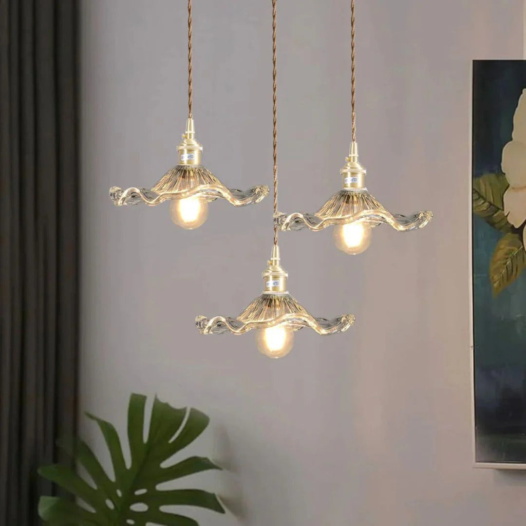 Vintage Floral Glass Pendant Light