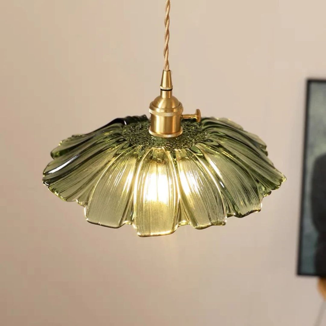 Flower Shaped Glass Pendant Lamp – Sculptural Romantic Warm Glow Design