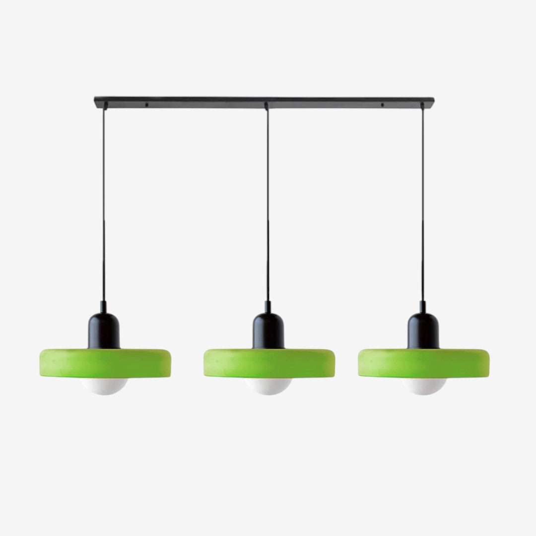 Triple Glass Pendant Lamp – Retro Inspired Colorful Dining Table Design