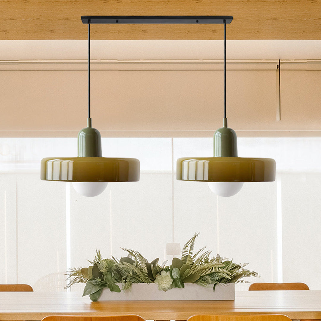 Double Glass Pendant Lamp – Retro Inspired Modern Dining Table Design