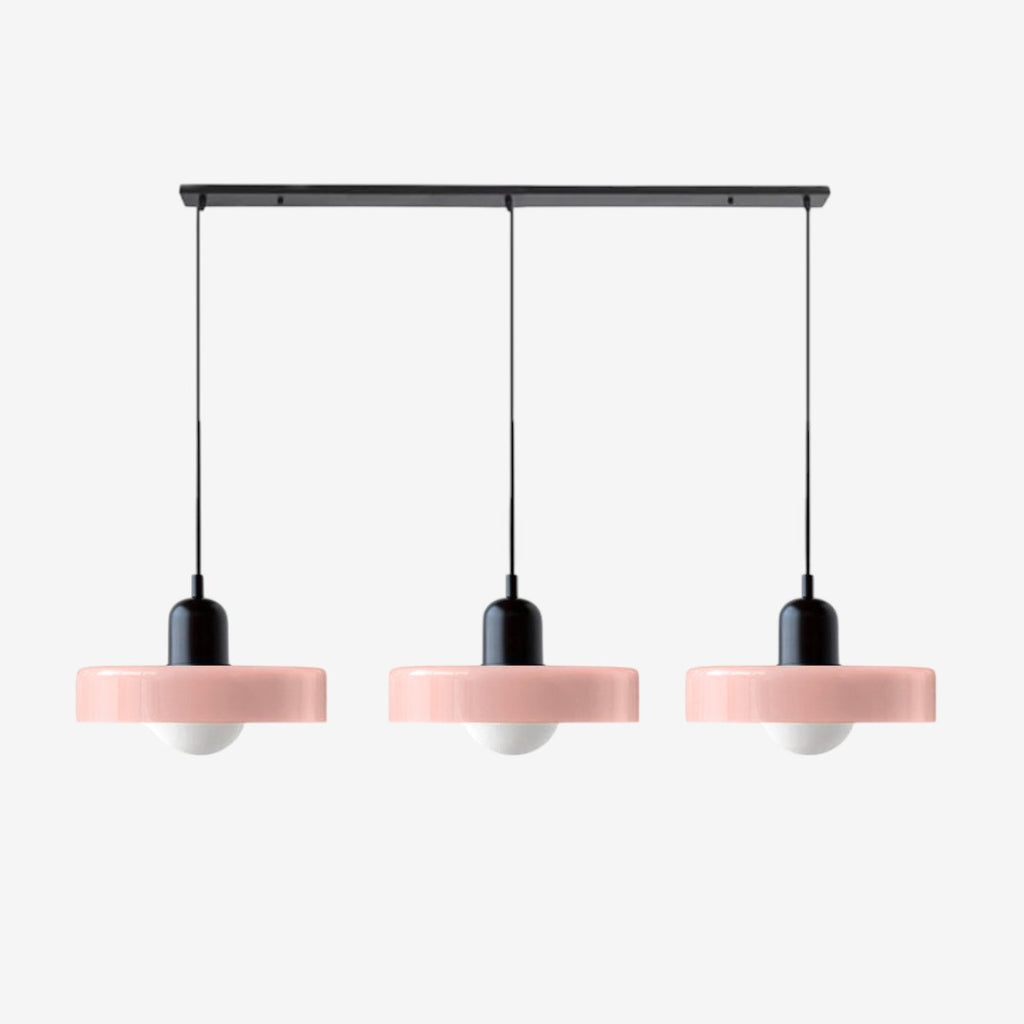 Triple Glass Pendant Lamp – Retro Inspired Colorful Dining Table Design