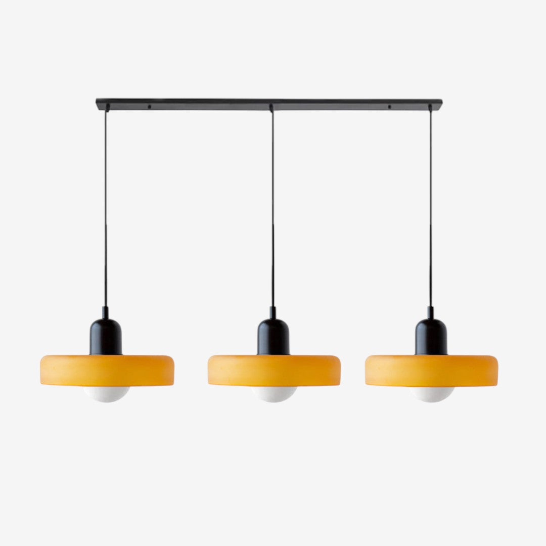 Triple Glass Pendant Lamp – Retro Inspired Colorful Dining Table Design