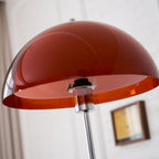Amber Glass Floor Lamp – Retro Style With Walnut Wood And Metal Base