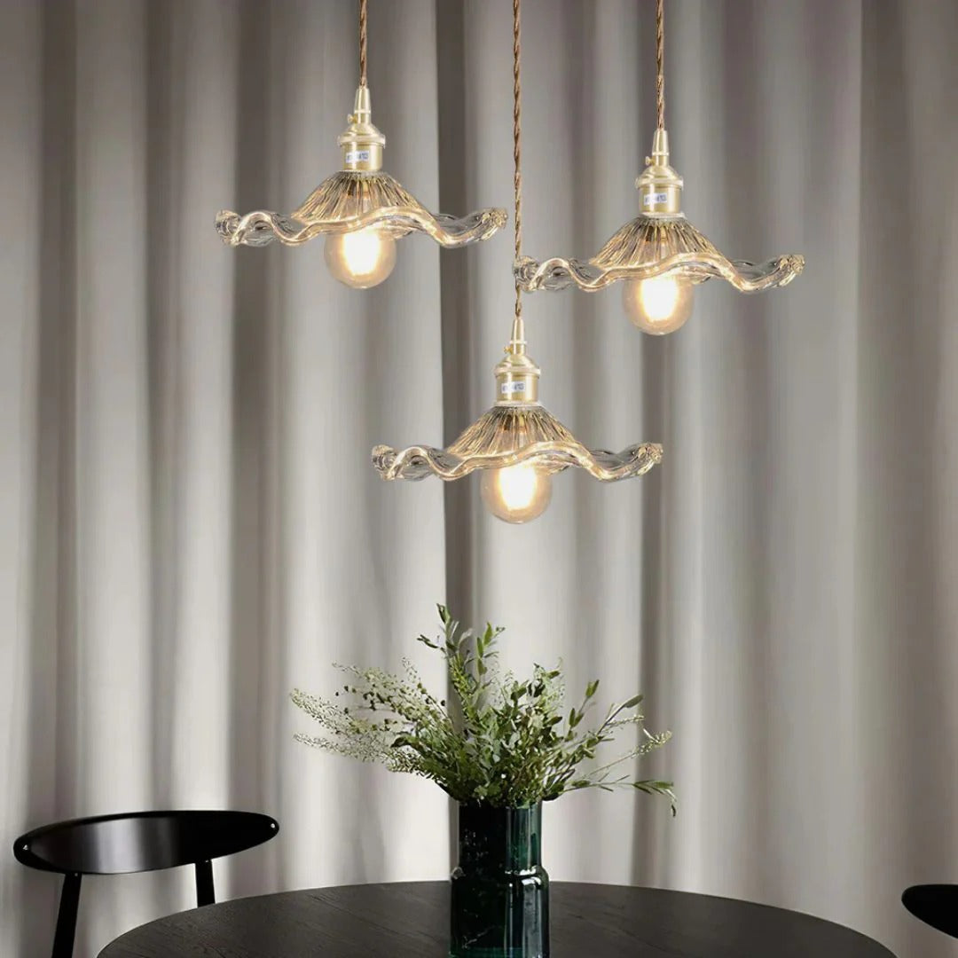 Vintage Floral Glass Pendant Light
